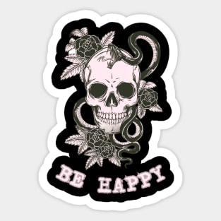 BE HAPPY Skull Halloween spooky scary Sticker